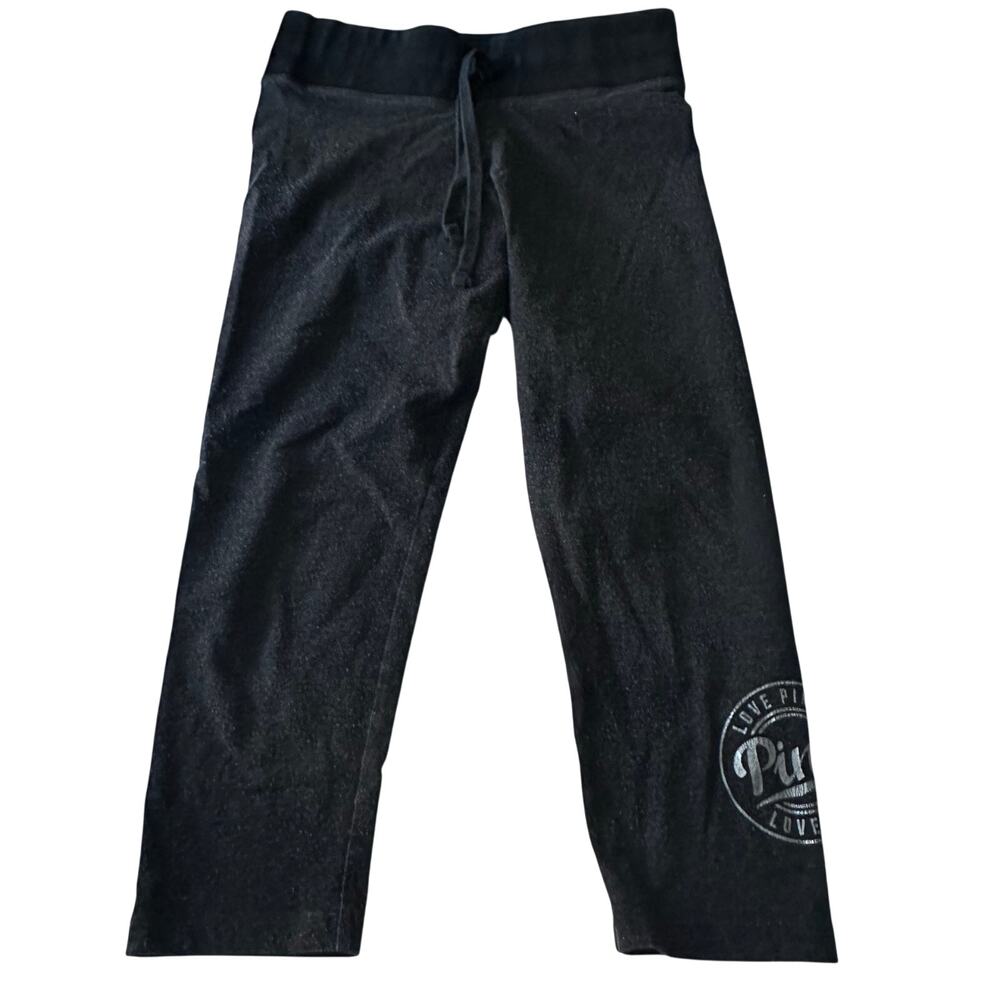 Victoria's Secret Pink Yoga Gray Cropped Pants with Drawstring